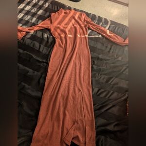 Wild Fable Ribbed Knit Dress in Rust